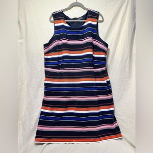 Pocketed Lands End Plus Size Striped Dress - Heavier Weight Sleeveless EUC 24W